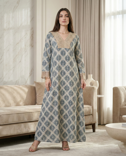 جلابية قطن سكون رمادي