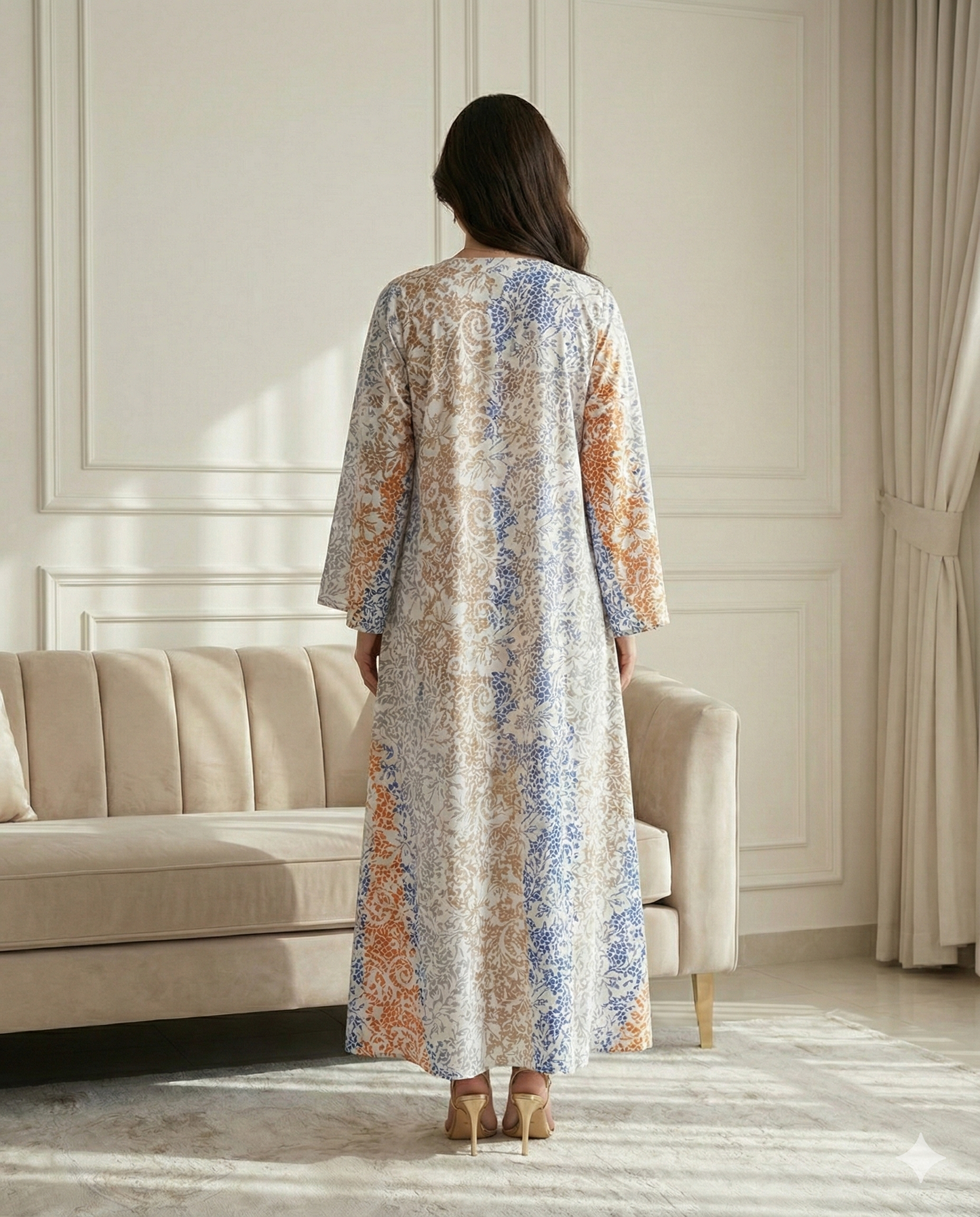 جلابية كويتية دبل كلوش – زهور فخمة