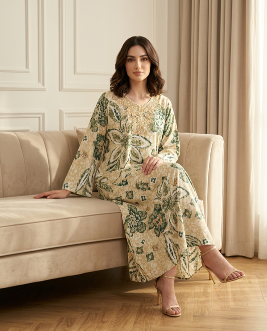 جلابية قطن كويتية دانة الزمرد