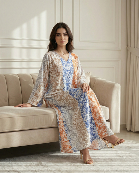 جلابية كويتية دبل كلوش – زهور فخمة