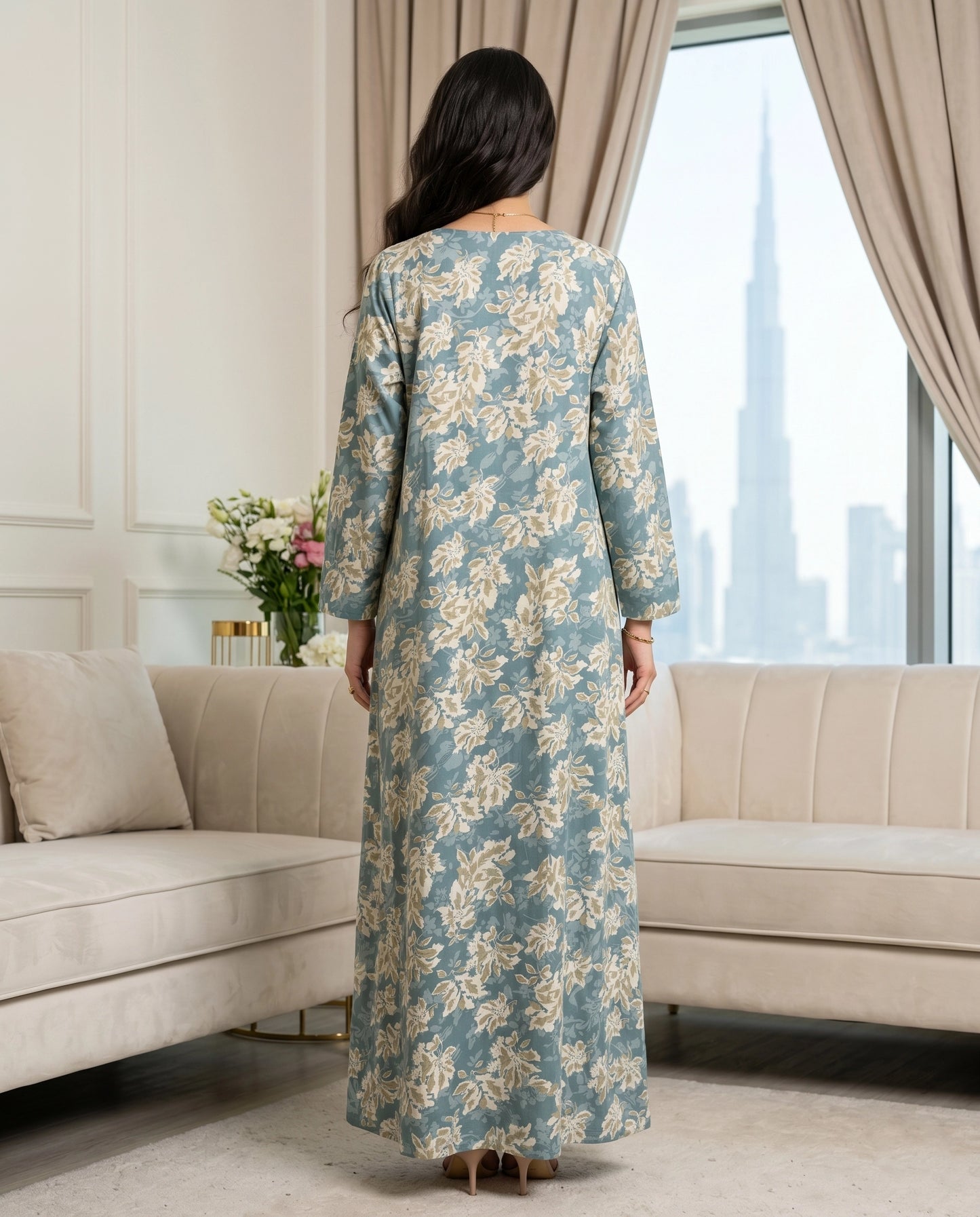جلابية دانة النسيم الأزرق – قطن طبيعي