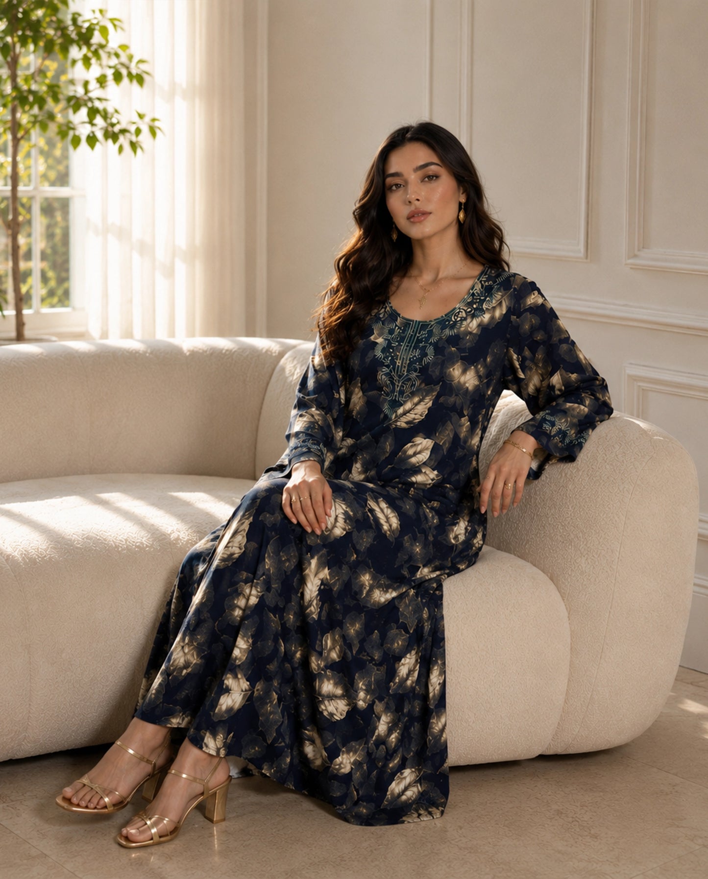 جلابية ليل النخيل قطن طبيعي